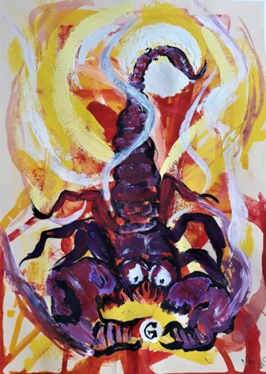 Pintura titulada "Horoscope:Scorpion." por Marie Ruda, Obra de arte original, Acrílico