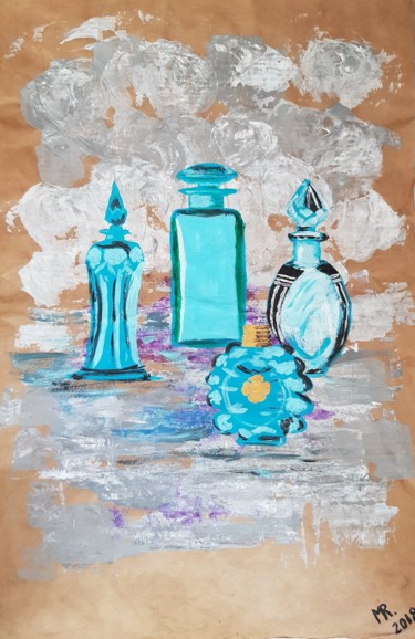 Painting titled "Perfumery in turquo…" by Marie Ruda, Original Artwork, Acrylic
