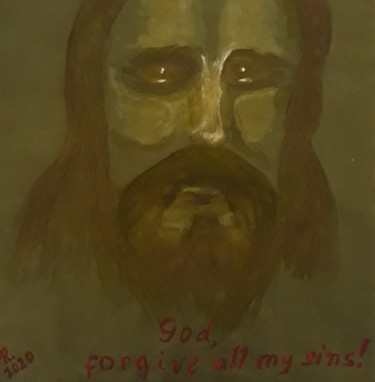 Painting titled "God,forgive all my…" by Marie Ruda, Original Artwork, Watercolor