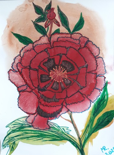 绘画 标题为“July flower.” 由Marie Ruda, 原创艺术品, 水彩