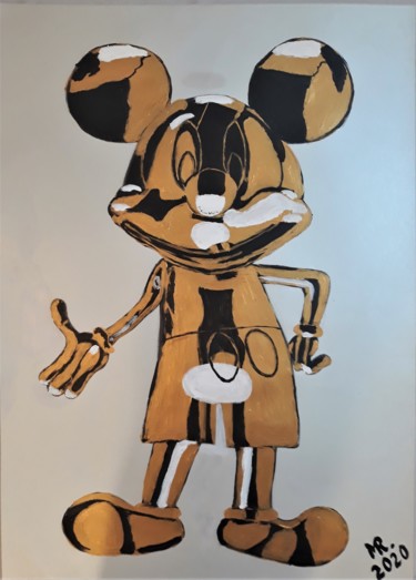 Pintura intitulada "Mickey Mouse-metal…" por Marie Ruda, Obras de arte originais, Acrílico