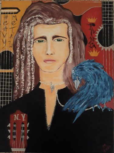 Painting titled "Portrait of a young…" by Marie Ruda, Original Artwork, Acrylic