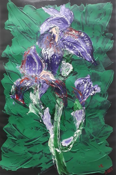 Painting titled "Irises." by Marie Ruda, Original Artwork, Acrylic