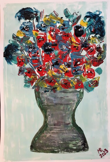Malerei mit dem Titel "Cheerful bouquet." von Marie Ruda, Original-Kunstwerk, Acryl