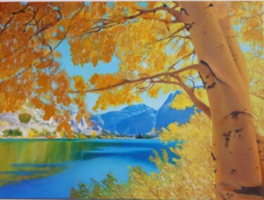 Painting titled "Autumn on the shore…" by Marie Ruda, Original Artwork, Oil