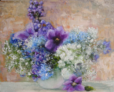 Painting titled "Different flowers i…" by Marina, Original Artwork, Oil