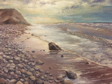 Seascape Oil painting Sea coast. Sunset. Wall decor. Custom Painting titled "Seascape Oil painti…" by Marina Babintseva, Original Art, Oil