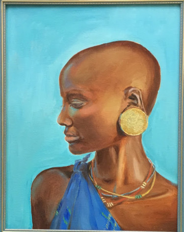 Pintura intitulada "African beauty girl…" por Marina Babintseva, Obras de arte originais, Óleo