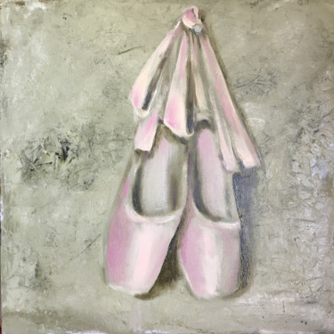 Painting titled "pink pointe shoes." by Marina Babintseva, Original Artwork, Oil