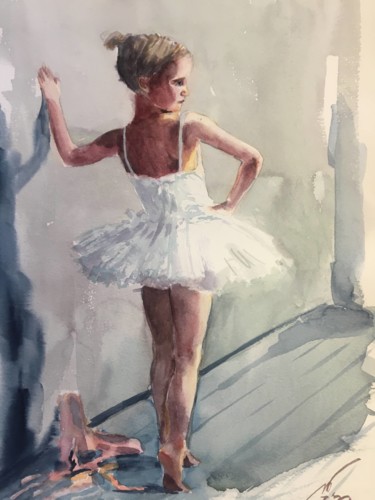 Pittura intitolato "Little ballerina." da Marina Babintseva, Opera d'arte originale, Acquarello