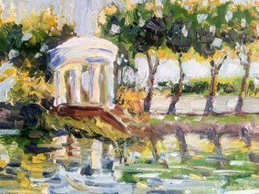 Peinture intitulée "Pond in the park" par Marina Babintseva, Œuvre d'art originale, Huile