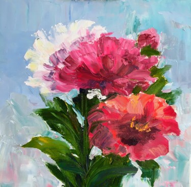 Painting titled "bouquet of flowers" by Marina Babintseva, Original Artwork, Oil