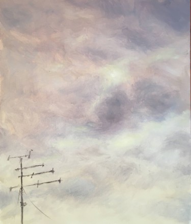 Painting titled "the sky from the wi…" by Marina Babintseva, Original Artwork, Oil