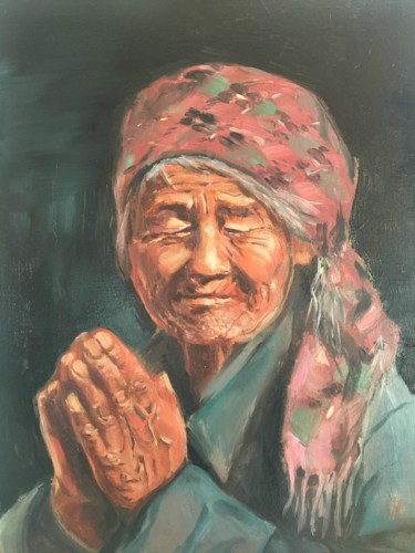 Peinture intitulée "old women" par Marina Babintseva, Œuvre d'art originale, Huile