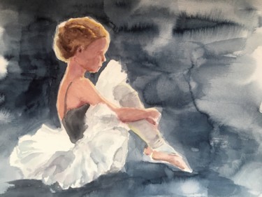 Картина под названием "Little ballerina2" - Marina Babintseva, Подлинное произведение искусства, Акварель