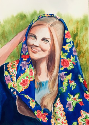 Painting titled "Tanyusha 2021" by Marina Babintseva, Original Artwork, Watercolor