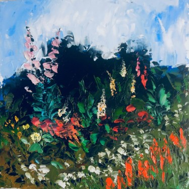 Pittura intitolato "garden after rain" da Marina Babintseva, Opera d'arte originale, Olio