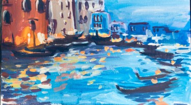 Peinture intitulée "Venice in the eveni…" par Marina Babintseva, Œuvre d'art originale, Tempera