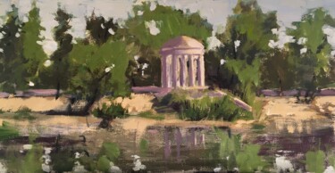 Painting titled "Pond in the park2" by Marina Babintseva, Original Artwork, Tempera
