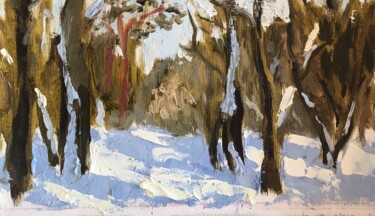 Pittura intitolato "Winter in the city…" da Marina Babintseva, Opera d'arte originale, Olio