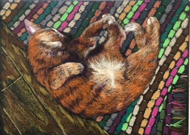 Pintura intitulada "рыжая кошка" por Marina Babintseva, Obras de arte originais, Pastel