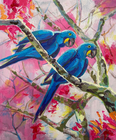 绘画 标题为“Birds of Happiness” 由Marina Beresneva, 原创艺术品, 丙烯 安装在木质担架架上