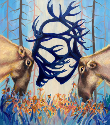 Painting titled "Confrontation" by Marina Beresneva, Original Artwork, Acrylic Mounted on Wood Stretcher frame