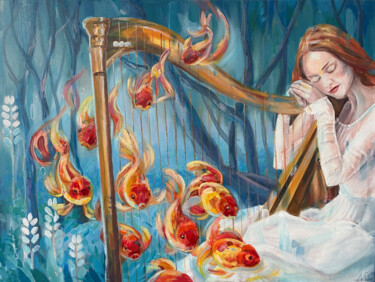 Painting titled "Magical dream" by Marina Beresneva, Original Artwork, Oil Mounted on Wood Stretcher frame