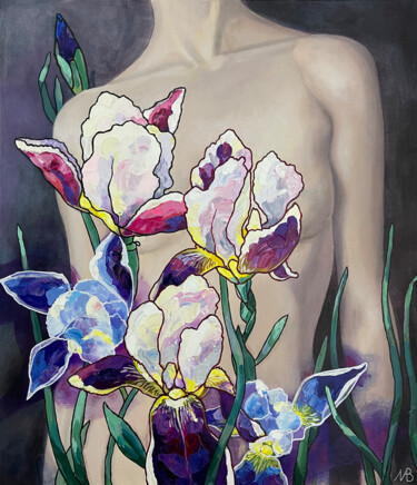 绘画 标题为“Irises have blossom…” 由Marina Beresneva, 原创艺术品, 丙烯 安装在木质担架架上