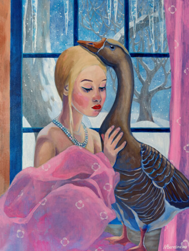 Schilderij getiteld "The Princess and th…" door Marina Beresneva, Origineel Kunstwerk, Acryl Gemonteerd op Frame voor houten…