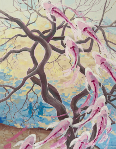 Malarstwo zatytułowany „Inspired spring” autorstwa Marina Beresneva, Oryginalna praca, Akryl Zamontowany na Drewniana rama n…