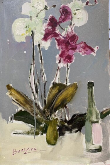 Картина под названием "Орхидеи не для дево…" - Марина Березина, Подлинное произведение искусства, Масло