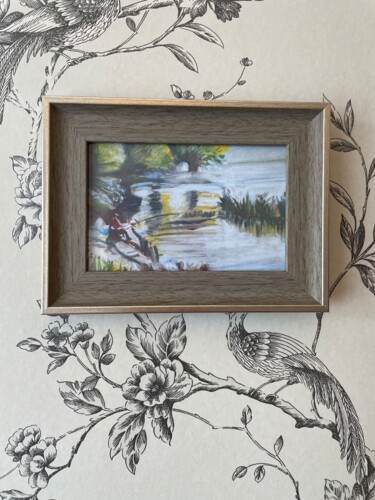 Printmaking titled "On the lake" by Marina Black, Original Artwork, Digital Print Mounted on Cardboard