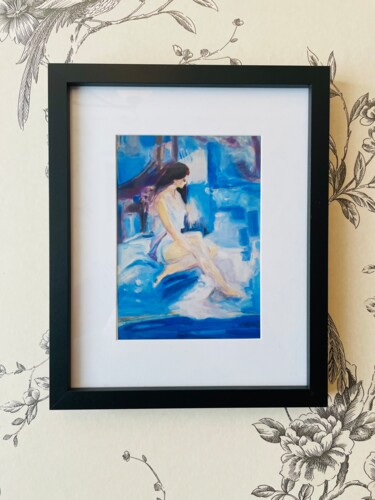 Digital Arts titled "Blue room" by Marina Black, Original Artwork, Oil Mounted on Cardboard