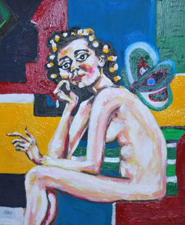 Painting titled "Nude Fairy" by Marina Black, Original Artwork, Oil