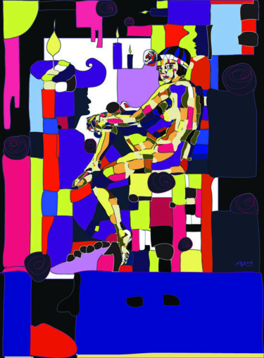 Arte digitale intitolato "art-deco nude" da Marina Black, Opera d'arte originale, Pittura digitale
