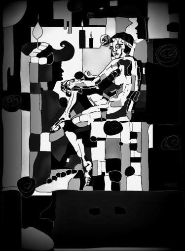 Digitale Kunst mit dem Titel "Art Deco Gothic" von Marina Black, Original-Kunstwerk, Digitale Malerei