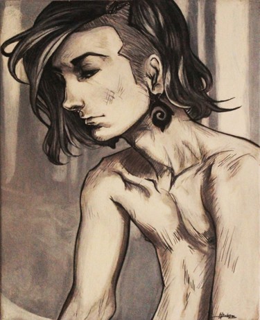 Painting titled "JEUNE HOMME" by Marina Brckovic, Original Artwork, Acrylic