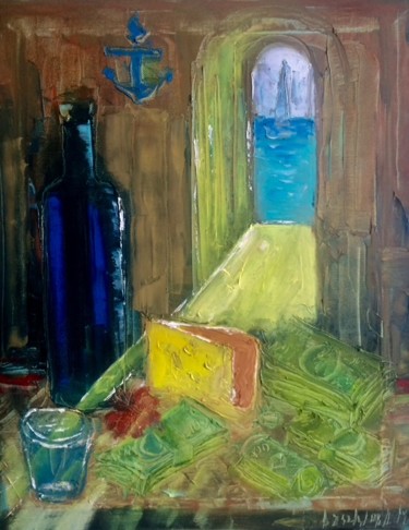 Painting titled "BudAlex relax" by Marina Budnikova, Original Artwork, Oil