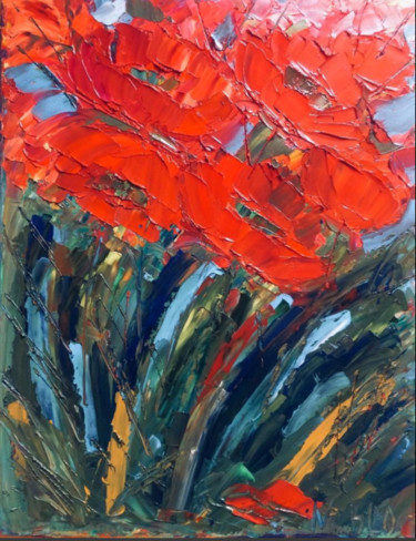 Картина под названием "Полевые цветы" - Marina Budnikova, Подлинное произведение искусства, Масло