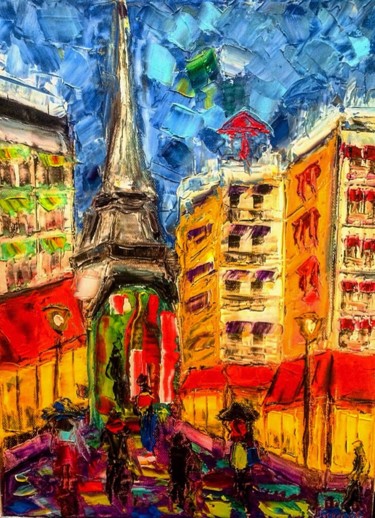 Schilderij getiteld "Paris" door Marina Budnikova, Origineel Kunstwerk, Olie