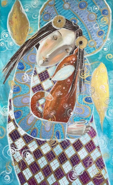Schilderij getiteld "Mój mały lisek" door Marina Czajkowska, Origineel Kunstwerk, Acryl