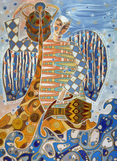 Pintura intitulada "Tworzenie morza" por Marina Czajkowska, Obras de arte originais, Acrílico