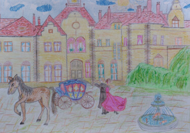 Рисунок под названием "Cinderella Tango" - Marina Danko, Подлинное произведение искусства, Цветные карандаши
