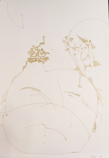 Disegno intitolato "Pilule rouge ou bleu" da Moma-Art, Opera d'arte originale, Inchiostro