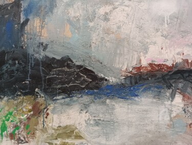 Schilderij getiteld "Blue landscape acry…" door Marina Desportes, Origineel Kunstwerk, Acryl