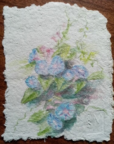Painting titled "Blue flowers" by Marina Diachkova, Original Artwork, Watercolor