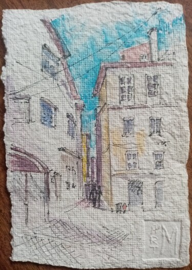 Картина под названием "Street of Coimbra.…" - Marina Diachkova, Подлинное произведение искусства, Акварель