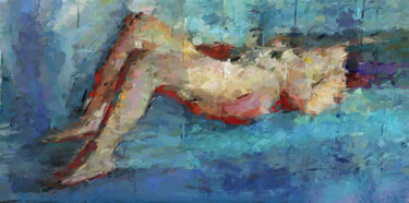 Картина под названием "Night Blue, Bleu Nu…" - Marina Fedorova, Подлинное произведение искусства, Акрил