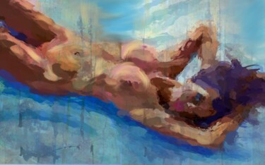 Pintura intitulada "Blue Lagoon, Lagon…" por Marina Fedorova, Obras de arte originais, Acrílico